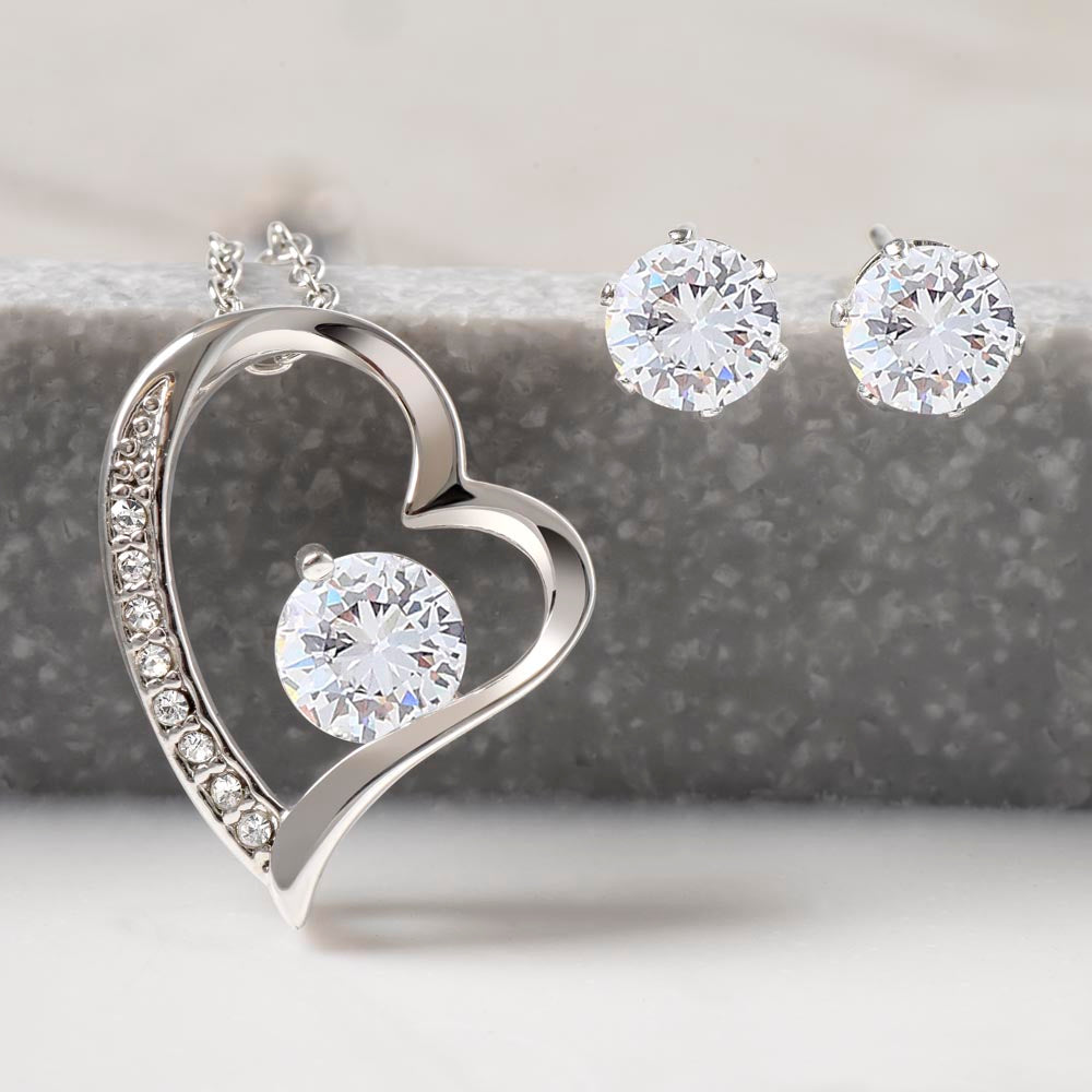 Wife-Celebrate the holidays with this exclusive Forever Love Necklace & CZ Earring Set! 45