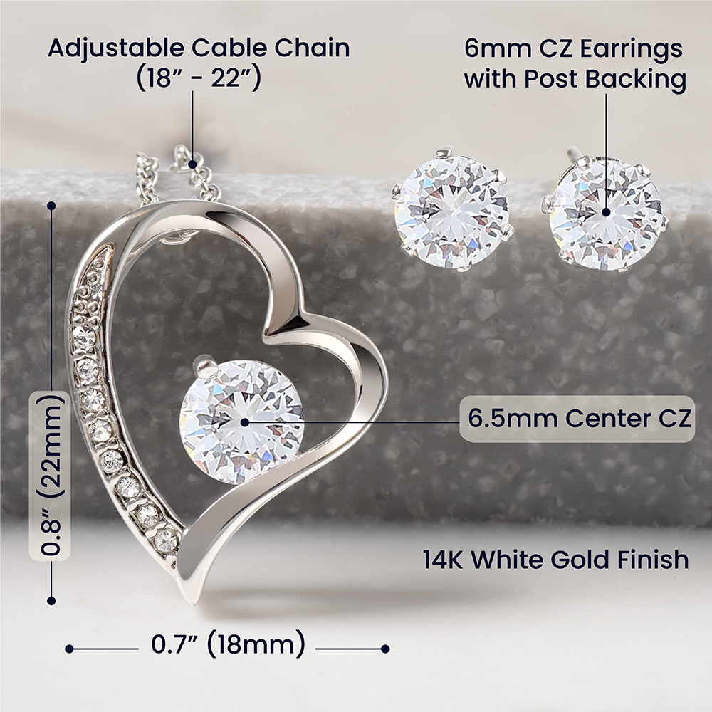 Wife-Celebrate the holidays with this exclusive Forever Love Necklace & CZ Earring Set! 45