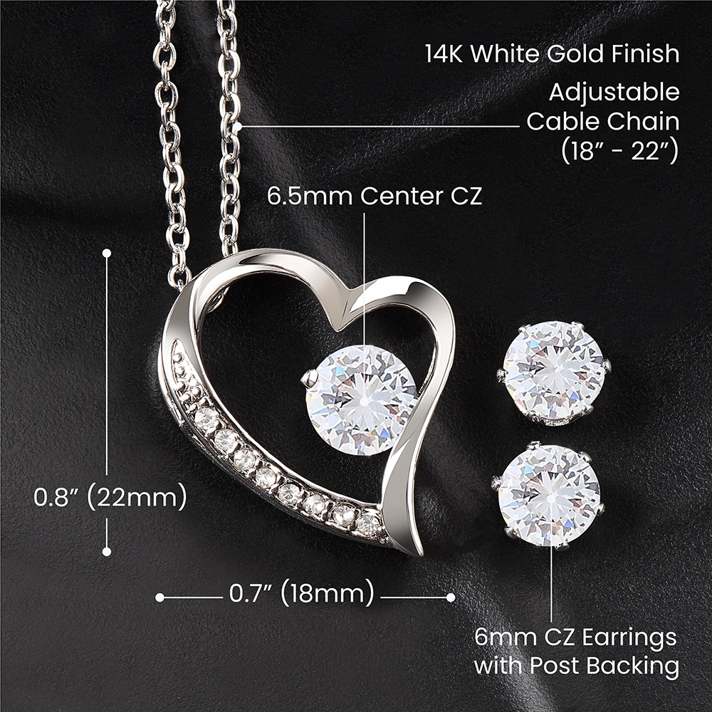 Wife-Celebrate the holidays with this exclusive Forever Love Necklace & CZ Earring Set! 45