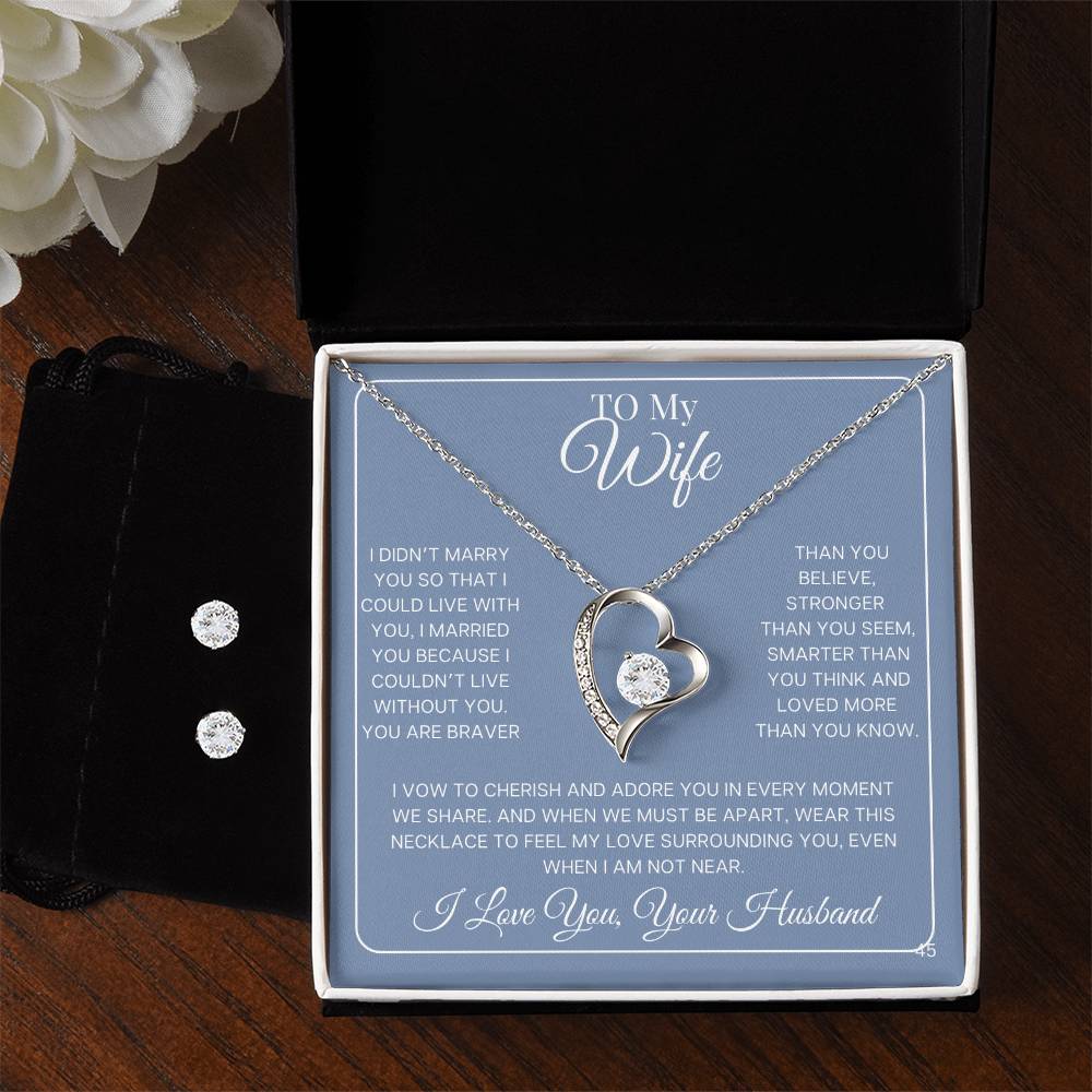 Wife-Celebrate the holidays with this exclusive Forever Love Necklace & CZ Earring Set! 45