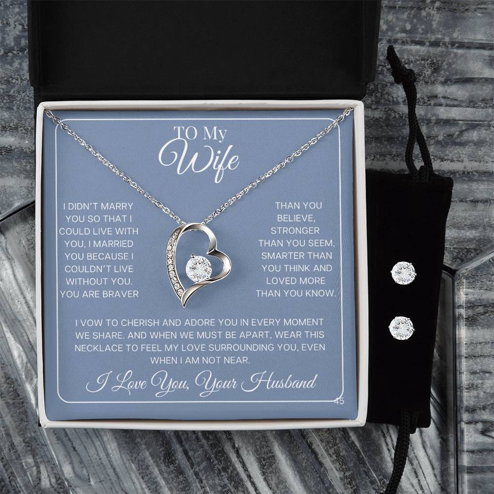 Wife-Celebrate the holidays with this exclusive Forever Love Necklace & CZ Earring Set! 45