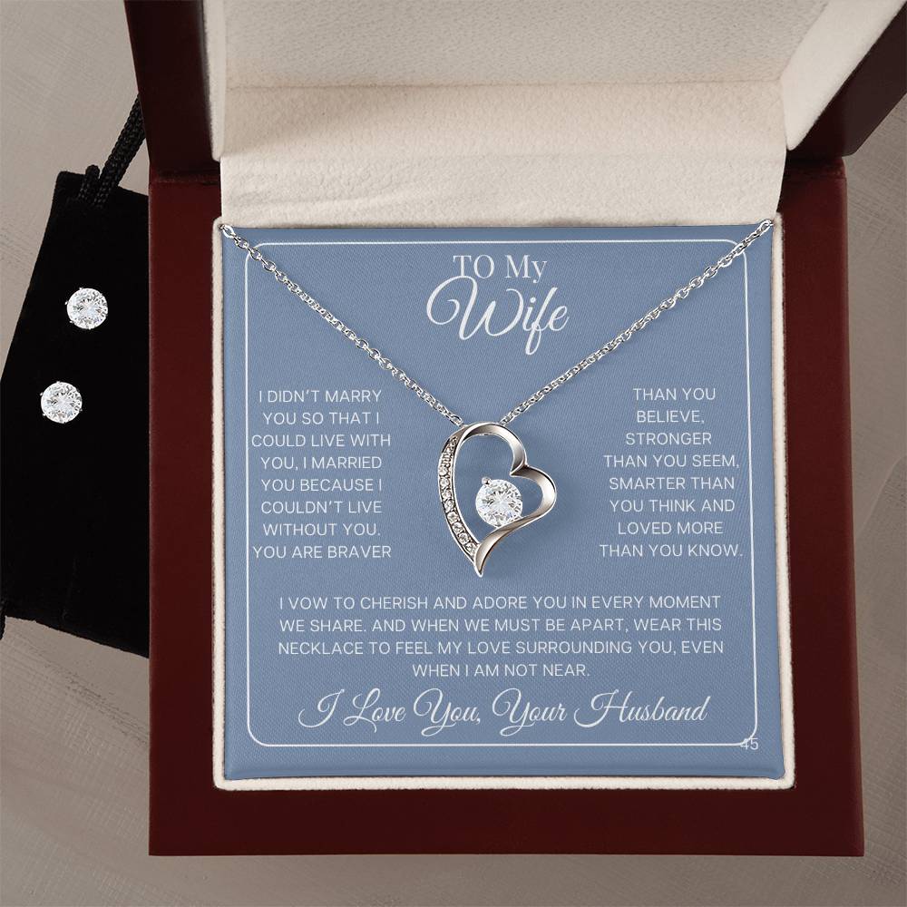 Wife-Celebrate the holidays with this exclusive Forever Love Necklace & CZ Earring Set! 45