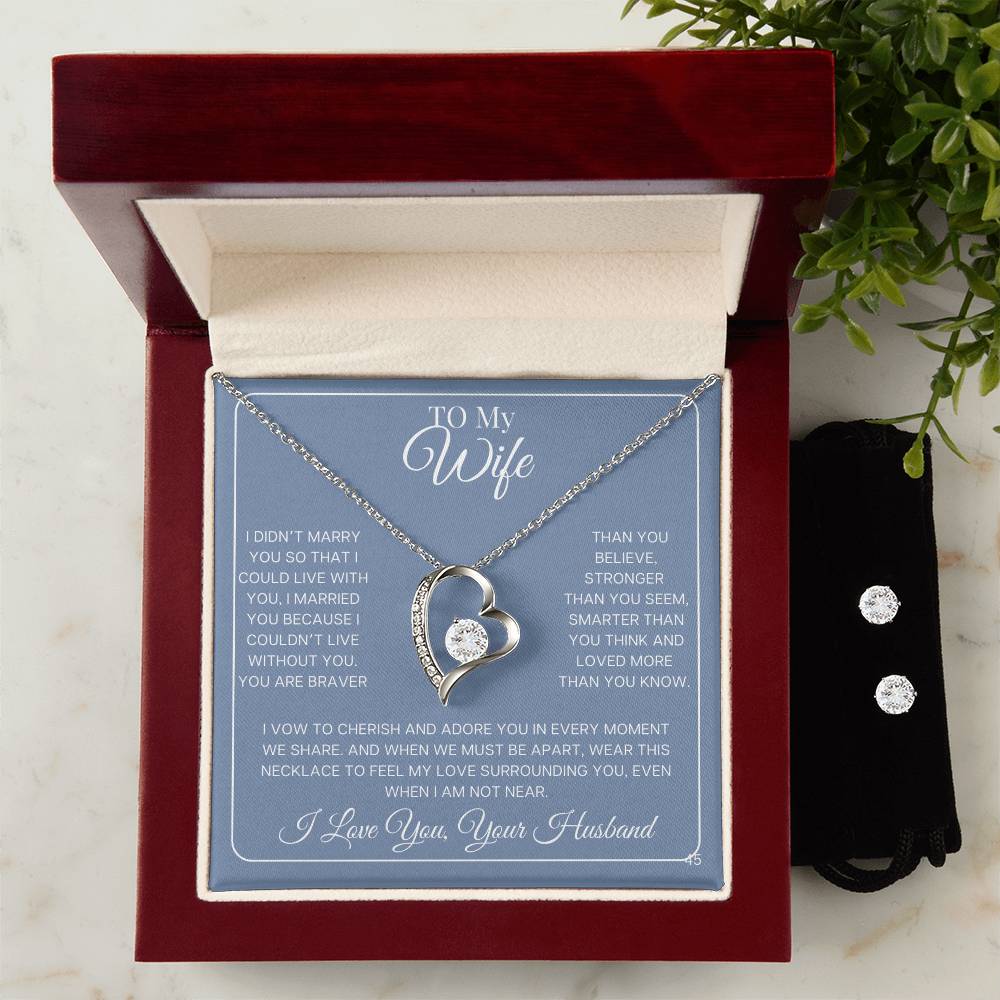 Wife-Celebrate the holidays with this exclusive Forever Love Necklace & CZ Earring Set! 45