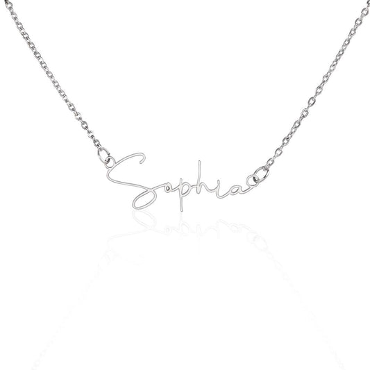 Personalized Signature Style Name Necklace - Essential Home Zone Essential Home Zone Polished Stainless Steel / Standard Box Jewelry Personalized Signature Style Name Necklace