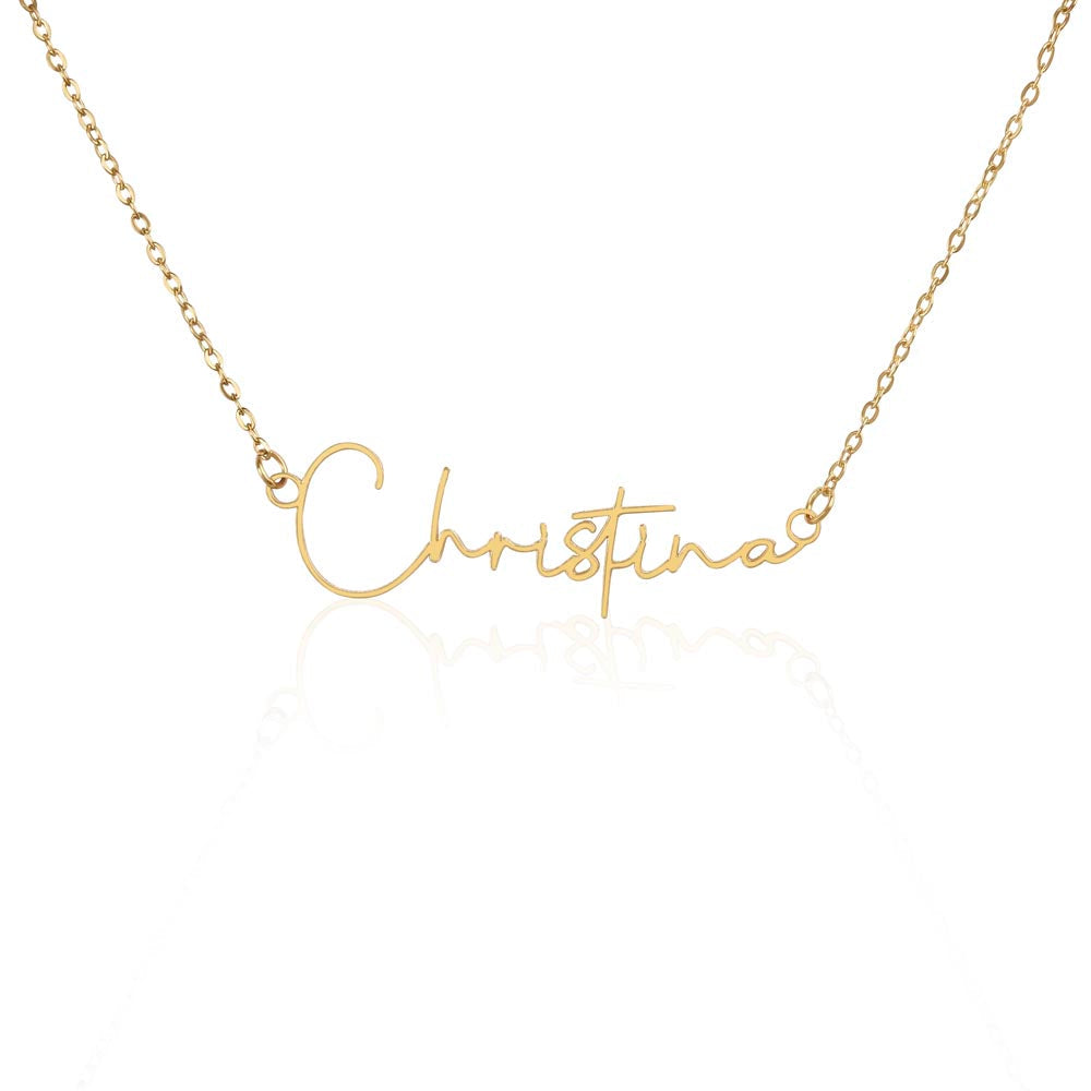 Personalized Signature Style Name Necklace - Essential Home Zone Essential Home Zone Gold Finish Over Stainless Steel / Standard Box Jewelry Personalized Signature Style Name Necklace