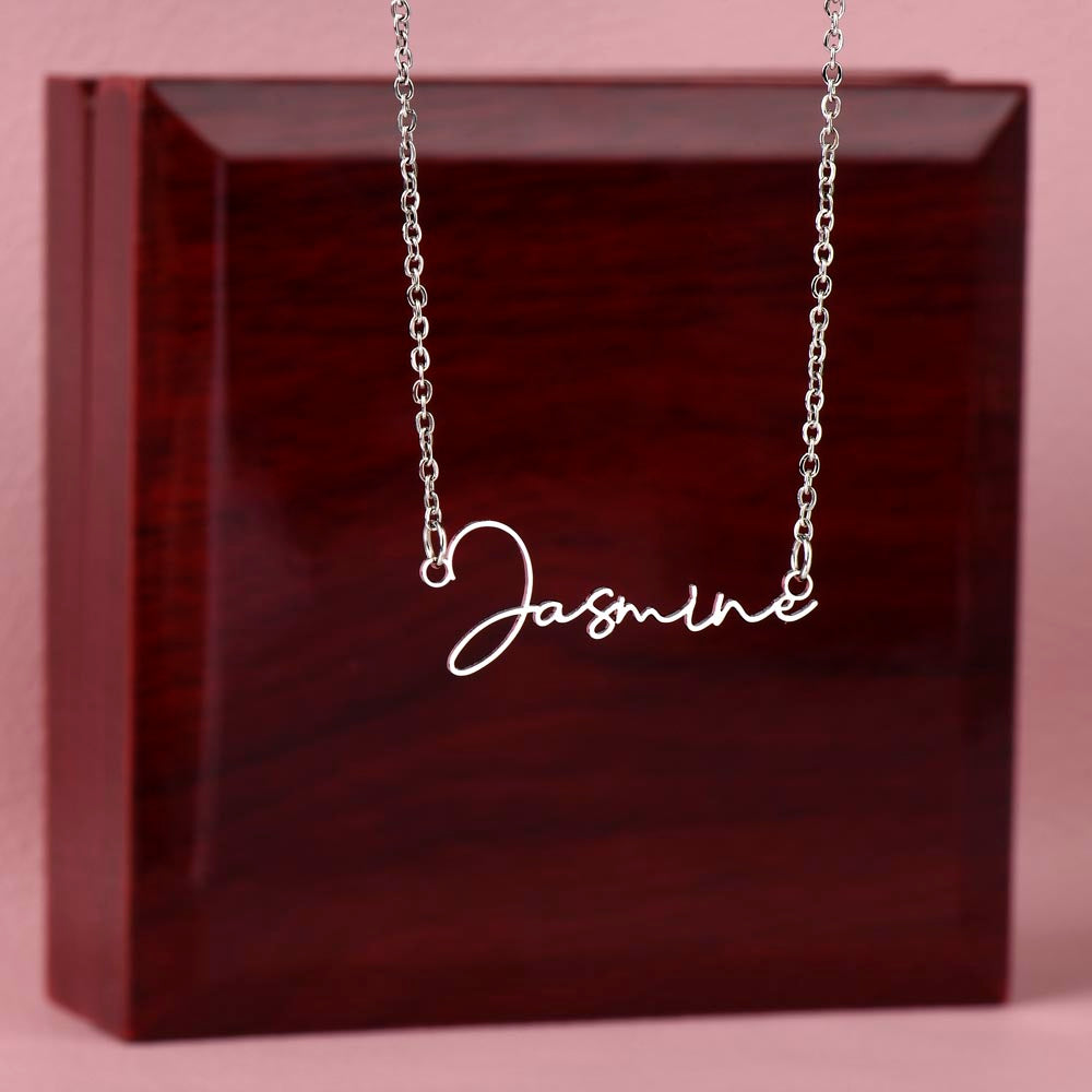 Personalized Signature Style Name Necklace - Essential Home Zone Essential Home Zone Polished Stainless Steel / Luxury Box Jewelry Personalized Signature Style Name Necklace