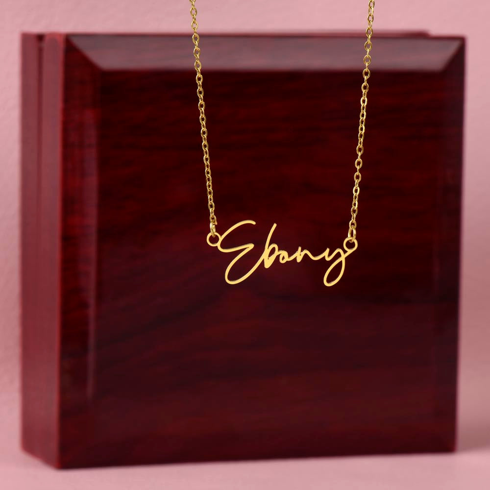 Personalized Signature Style Name Necklace - Essential Home Zone Essential Home Zone Gold Finish Over Stainless Steel / Luxury Box Jewelry Personalized Signature Style Name Necklace