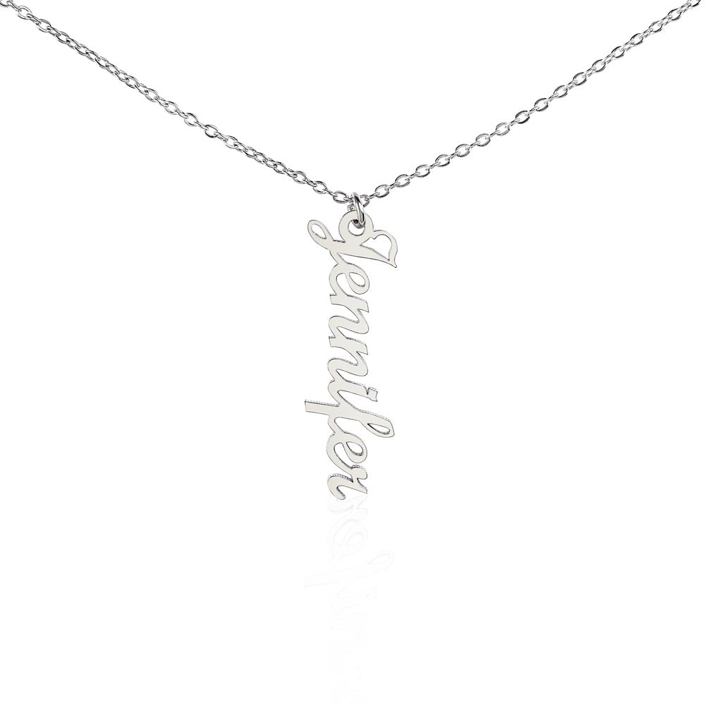 Personalized Vertical Name Necklace - Essential Home Zone Essential Home Zone Polished Stainless Steel / Standard Box Jewelry Personalized Vertical Name Necklace