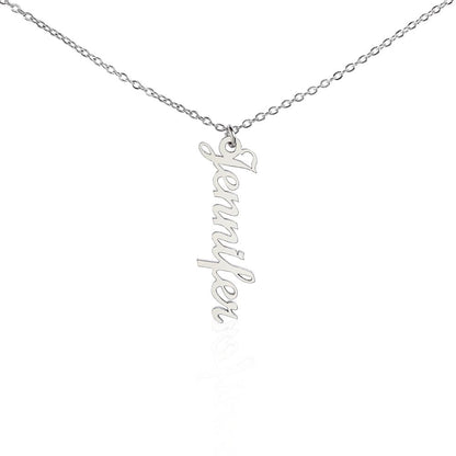 Personalized Vertical Name Necklace - Essential Home Zone Essential Home Zone Polished Stainless Steel / Standard Box Jewelry Personalized Vertical Name Necklace