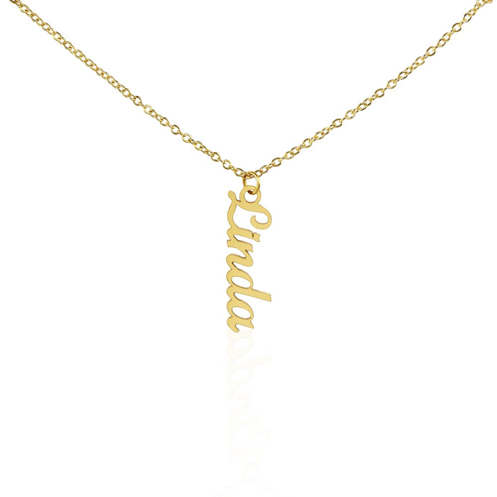 Personalized Vertical Name Necklace - Essential Home Zone Essential Home Zone 18k Yellow Gold Finish / Standard Box Jewelry Personalized Vertical Name Necklace