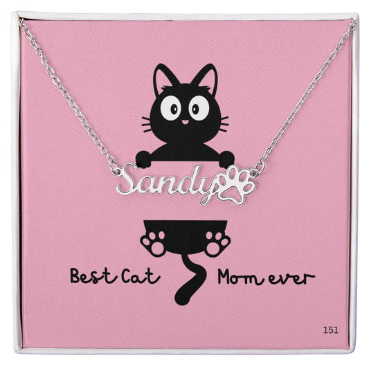 Cat Mom-A thoughtful, custom gift is the perfect way to show your appreciation for your pet cat lover! Our Personalized Paw Print Name Necklace  151