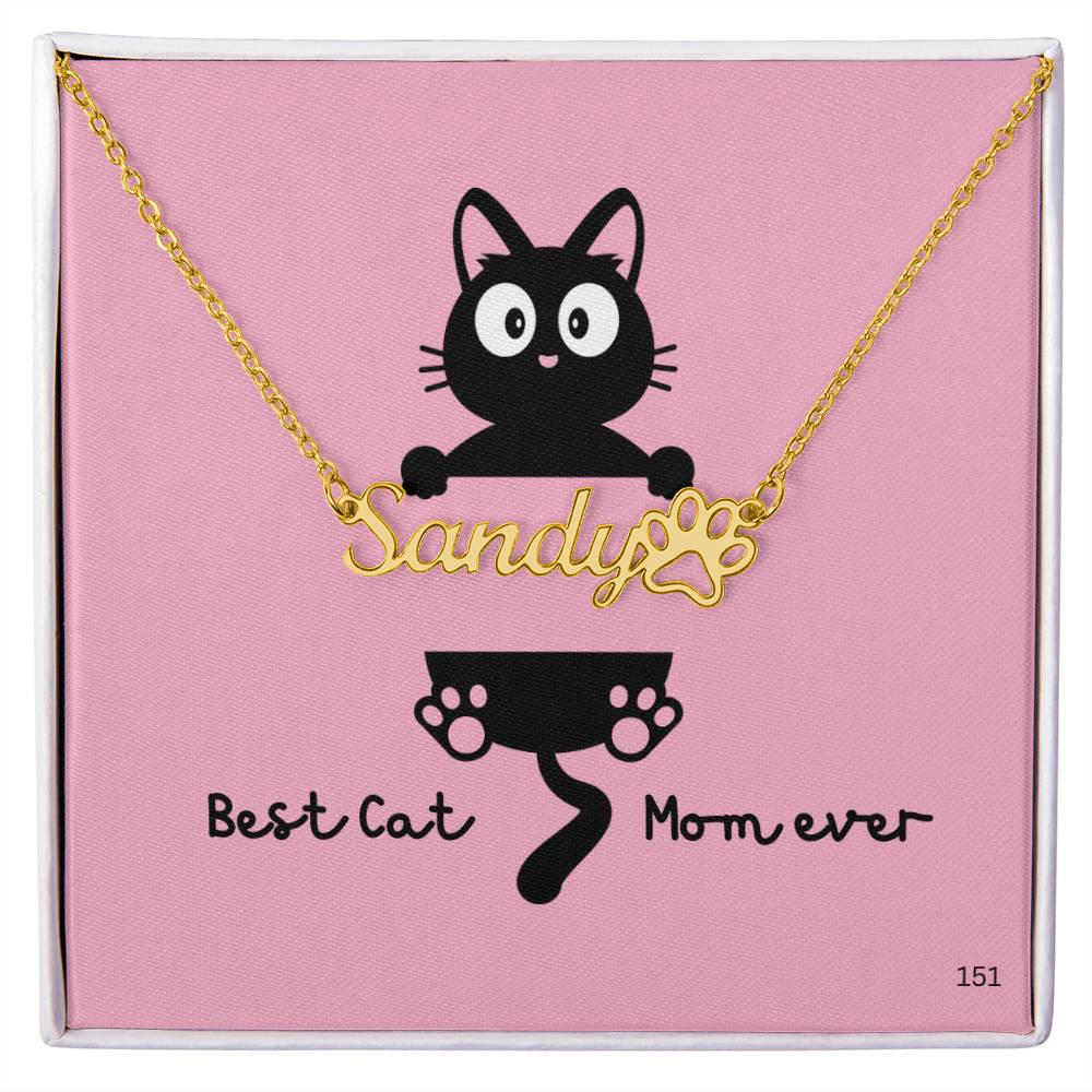 Cat Mom-A thoughtful, custom gift is the perfect way to show your appreciation for your pet cat lover! Our Personalized Paw Print Name Necklace  151