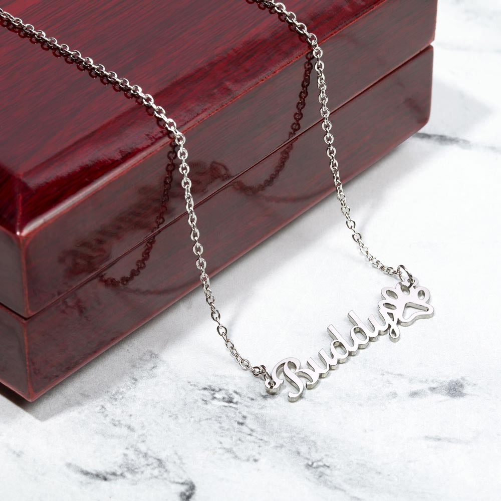 Cat Mom-A thoughtful, custom gift is the perfect way to show your appreciation for your pet cat lover! Our Personalized Paw Print Name Necklace  151