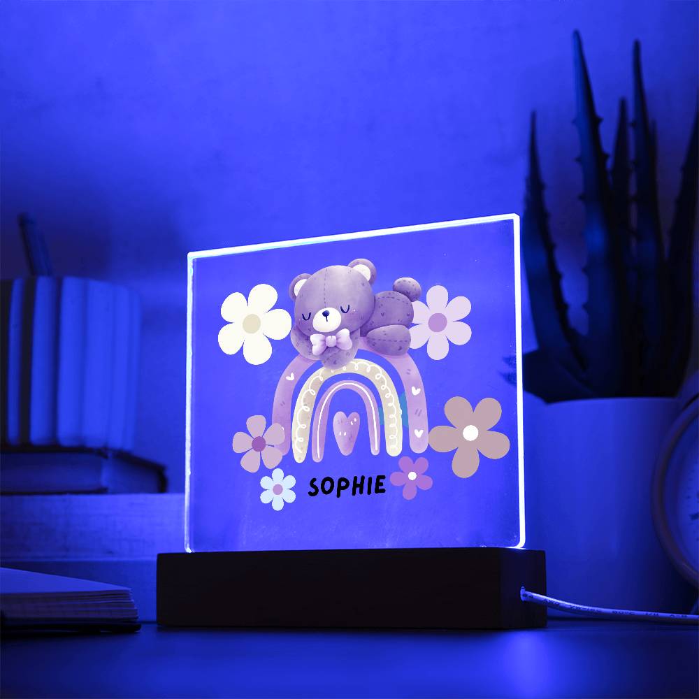 Rainbow Bear-Custom Printed Square Acrylic Plaque gift for grandchildren Acrylic Night Light LED Home Decor children gift LED Acrylic - Essential Home Zone Essential Home Zone Acrylic Plaque Rainbow Bear-Custom Printed Square Acrylic Plaque gift for grandchildren Acrylic Night Light LED Home Decor children gift LED Acrylic