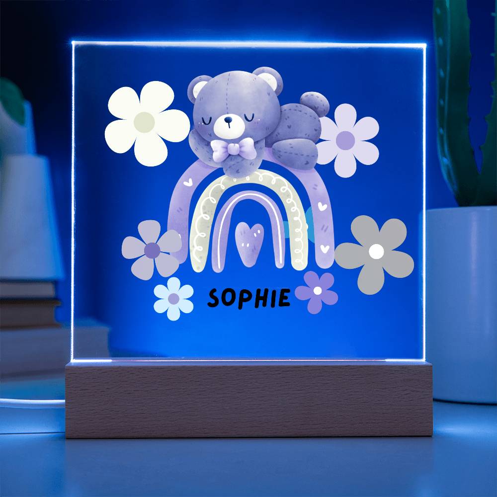 Rainbow Bear-Custom Printed Square Acrylic Plaque gift for grandchildren Acrylic Night Light LED Home Decor children gift LED Acrylic - Essential Home Zone Essential Home Zone Acrylic Plaque Rainbow Bear-Custom Printed Square Acrylic Plaque gift for grandchildren Acrylic Night Light LED Home Decor children gift LED Acrylic