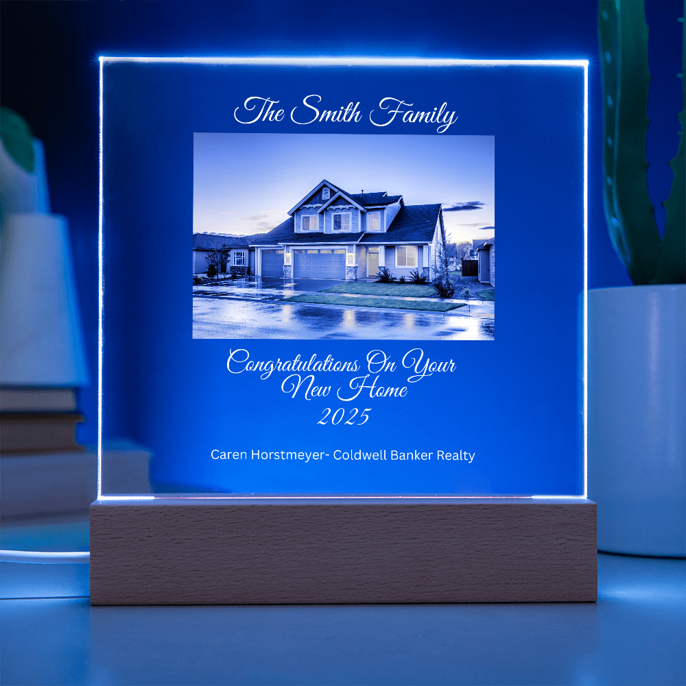 Realtor Brand-Customized Printed LED lighted Square Acrylic Plaque 82