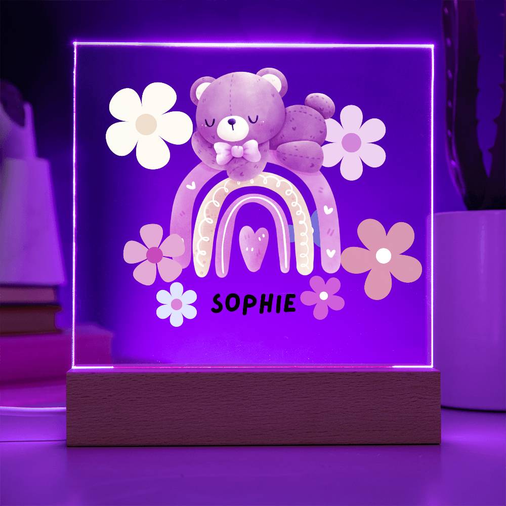 Rainbow Bear-Custom Printed Square Acrylic Plaque gift for grandchildren Acrylic Night Light LED Home Decor children gift LED Acrylic - Essential Home Zone Essential Home Zone Acrylic Plaque Rainbow Bear-Custom Printed Square Acrylic Plaque gift for grandchildren Acrylic Night Light LED Home Decor children gift LED Acrylic