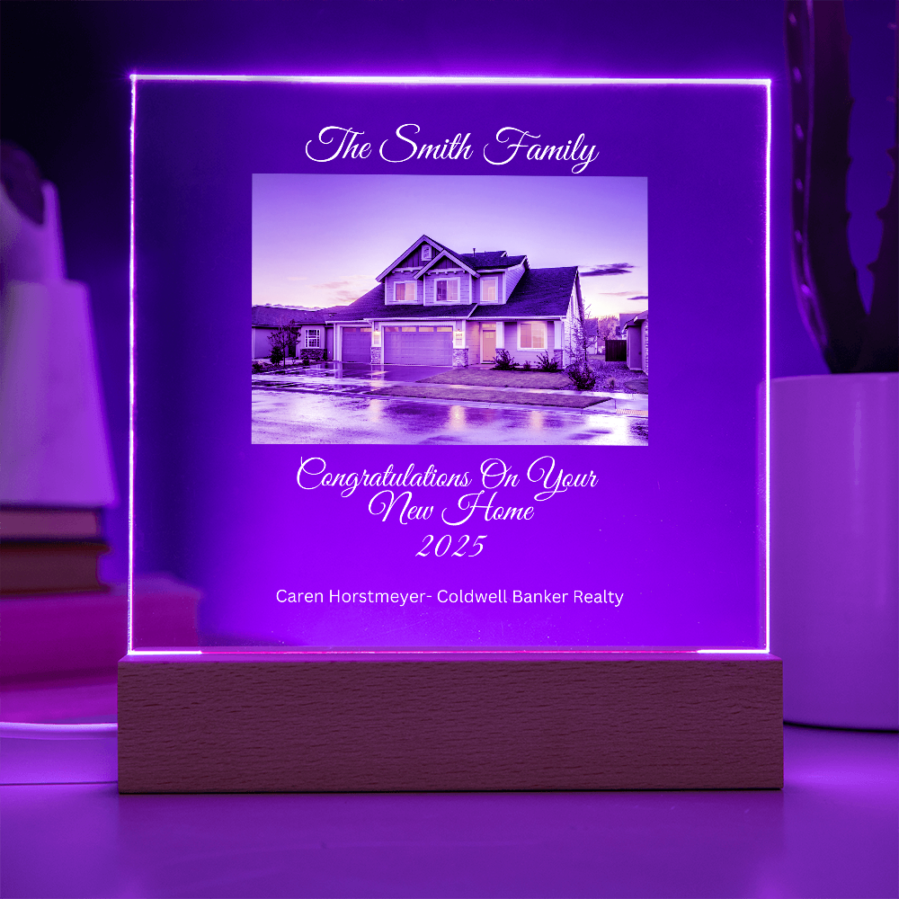 Realtor Brand-Customized Printed LED lighted Square Acrylic Plaque 82