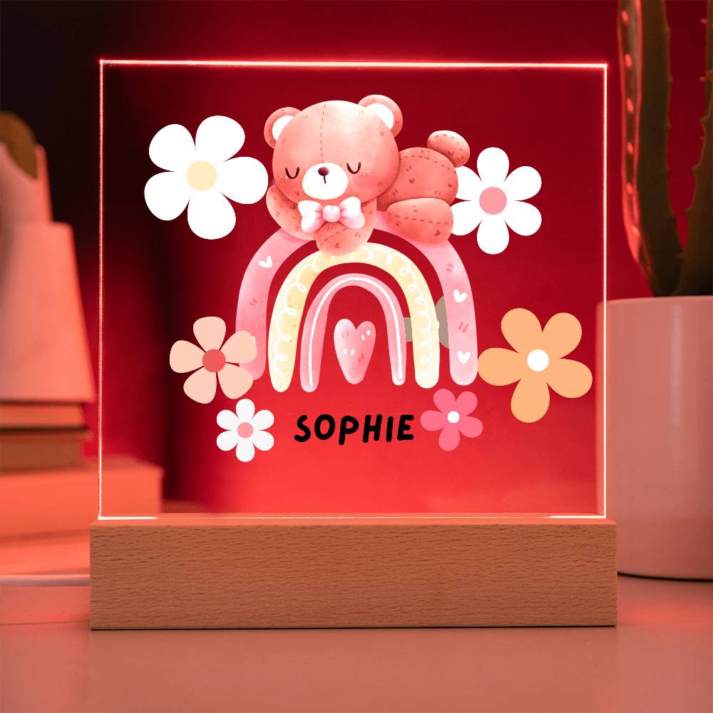 Rainbow Bear-Custom Printed Square Acrylic Plaque gift for grandchildren Acrylic Night Light LED Home Decor children gift LED Acrylic - Essential Home Zone Essential Home Zone Acrylic Plaque Rainbow Bear-Custom Printed Square Acrylic Plaque gift for grandchildren Acrylic Night Light LED Home Decor children gift LED Acrylic