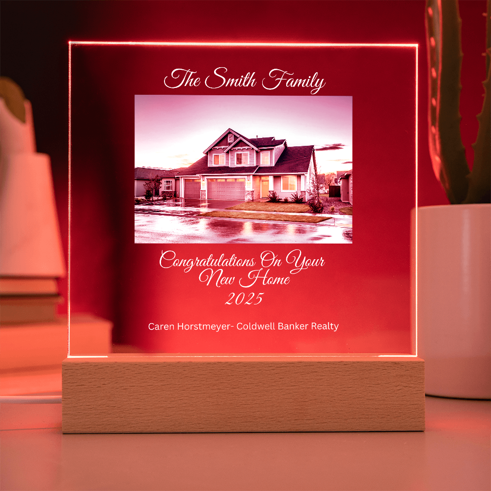 Realtor Brand-Customized Printed LED lighted Square Acrylic Plaque 82