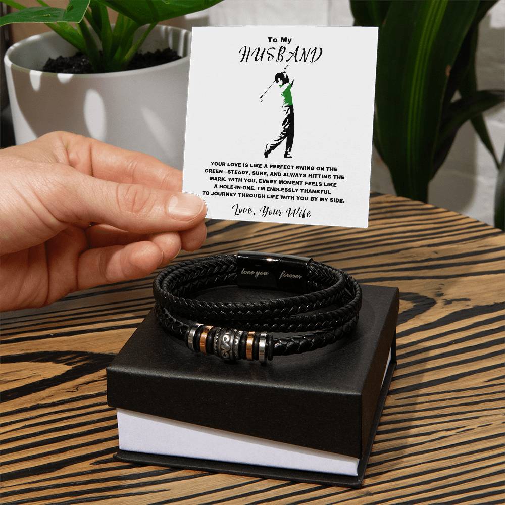 Husband- Hole-in-one-Men's "Love You Forever" Bracelet - Essential Home Zone Essential Home Zone Jewelry Husband- Hole-in-one-Men's "Love You Forever" Bracelet