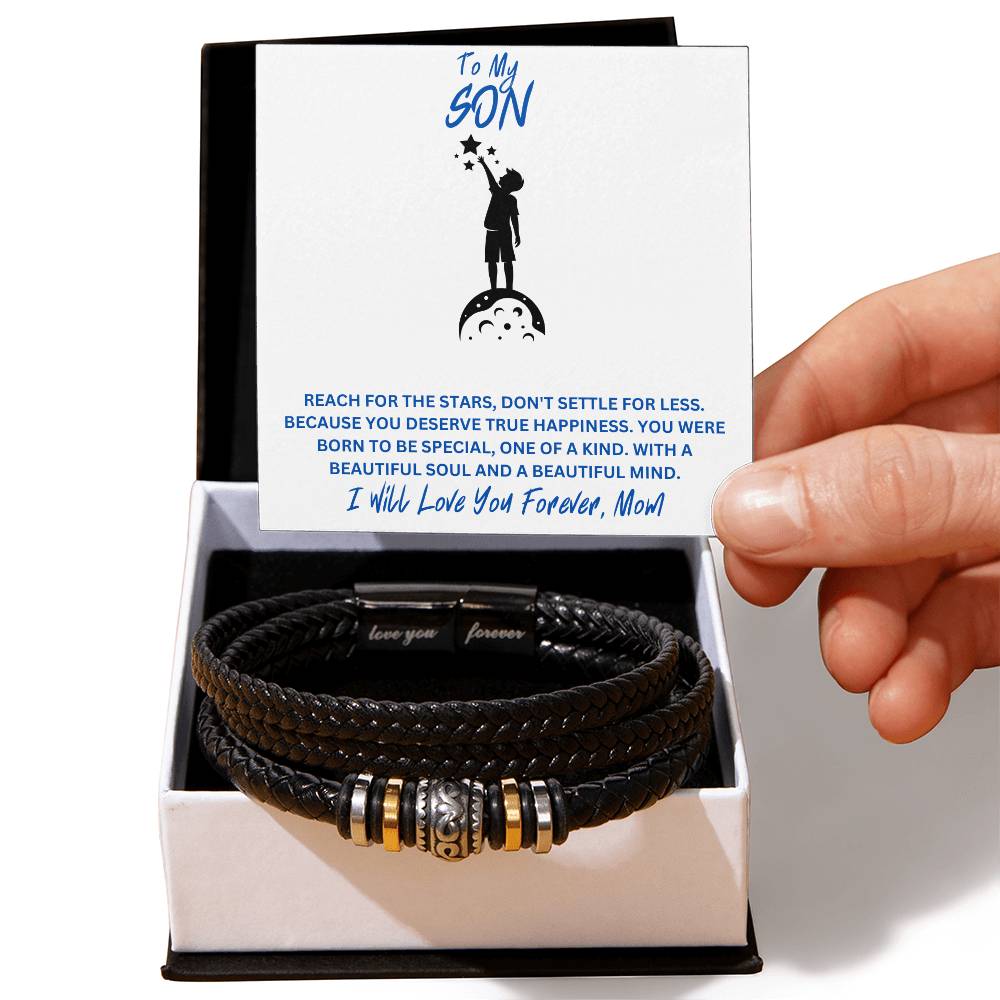 Son- Reach for the stars-Men's "Love You Forever" Bracelet - Essential Home Zone Essential Home Zone Jewelry Son- Reach for the stars-Men's "Love You Forever" Bracelet