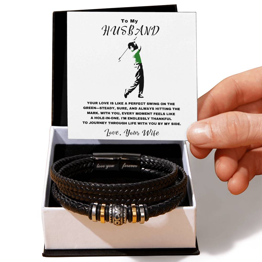 Husband- Hole-in-one-Men's "Love You Forever" Bracelet - Essential Home Zone Essential Home Zone Jewelry Husband- Hole-in-one-Men's "Love You Forever" Bracelet