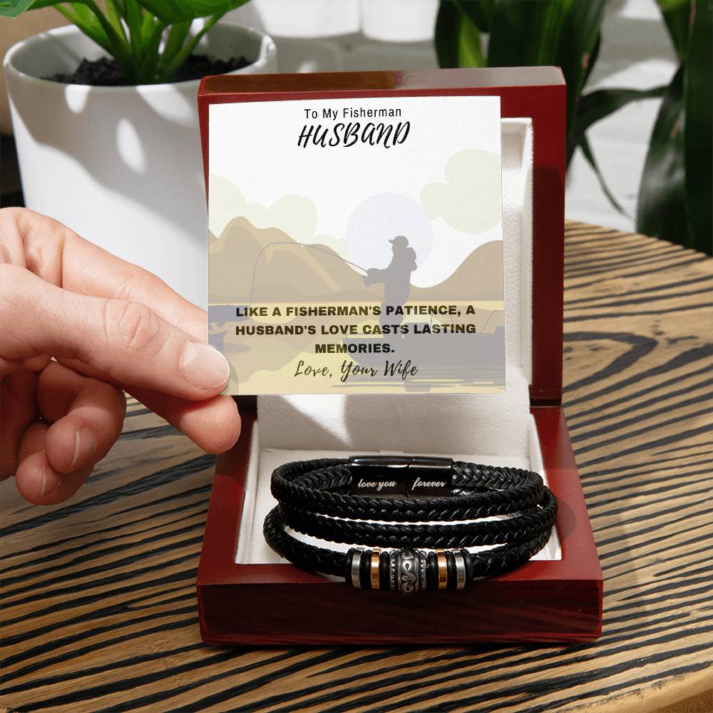 Husband- Fisherman-Men's "Love You Forever" Bracelet - Essential Home Zone Essential Home Zone Luxury Box w/LED Jewelry Husband- Fisherman-Men's "Love You Forever" Bracelet