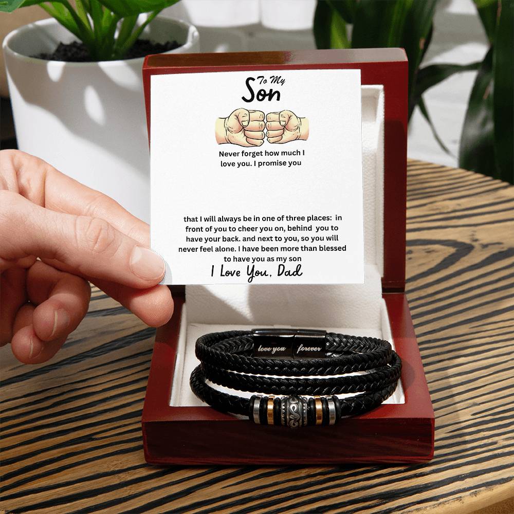 Son- One of three places-Men's "Love You Forever" Bracelet - Essential Home Zone Essential Home Zone Luxury Box w/LED Jewelry Son- One of three places-Men's "Love You Forever" Bracelet