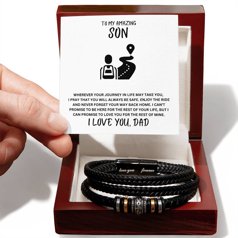 Son- Your way back home - Men's "Love You Forever" Bracelet - Essential Home Zone Essential Home Zone Luxury Box w/LED Jewelry Son- Your way back home - Men's "Love You Forever" Bracelet