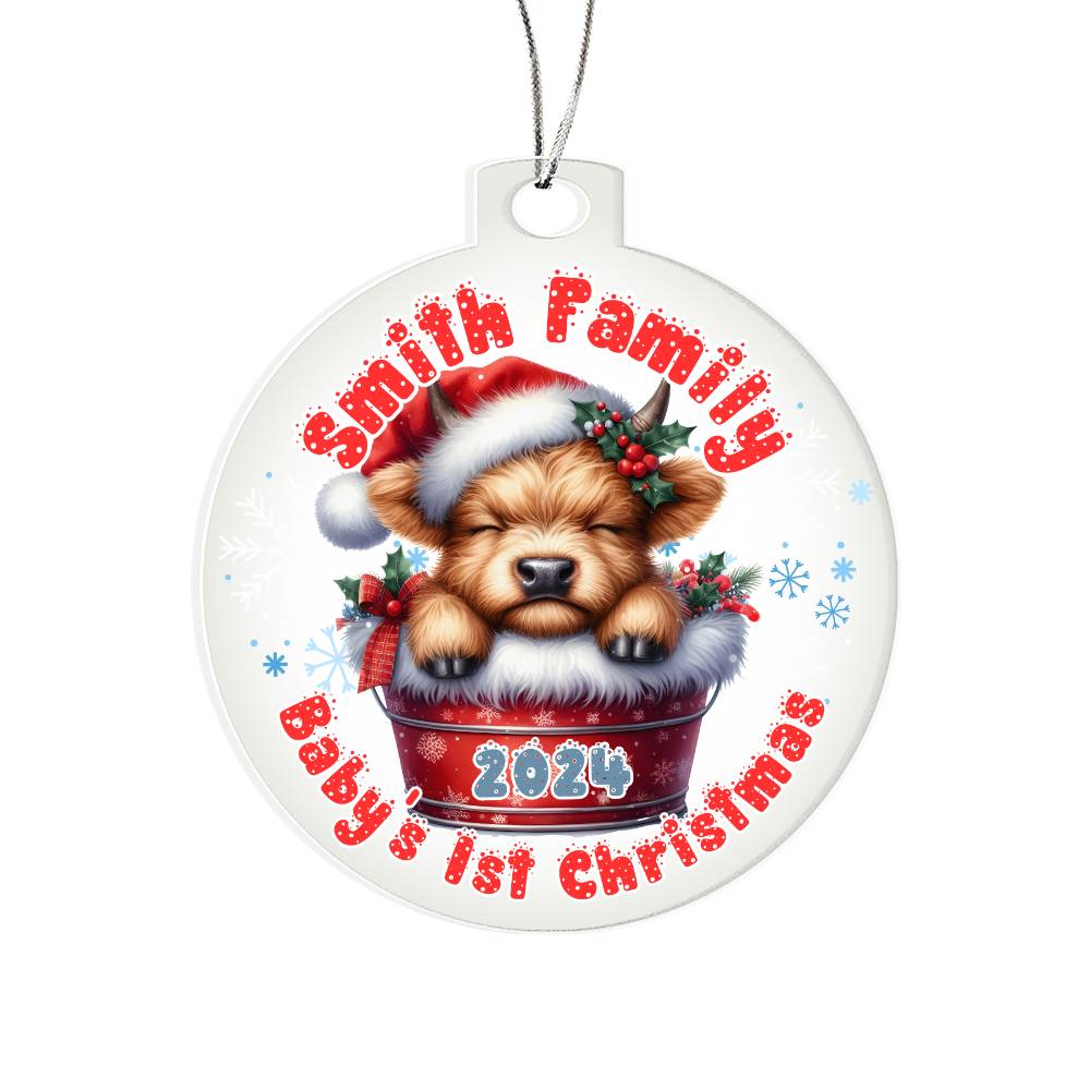 Baby's 1st Christmas Highland cow-A unique keepsake with our Personalized Acrylic Ornament,Christmas,Gift 36 - Essential Home Zone Essential Home Zone Ornaments Baby's 1st Christmas Highland cow-A unique keepsake with our Personalized Acrylic Ornament,Christmas,Gift 36