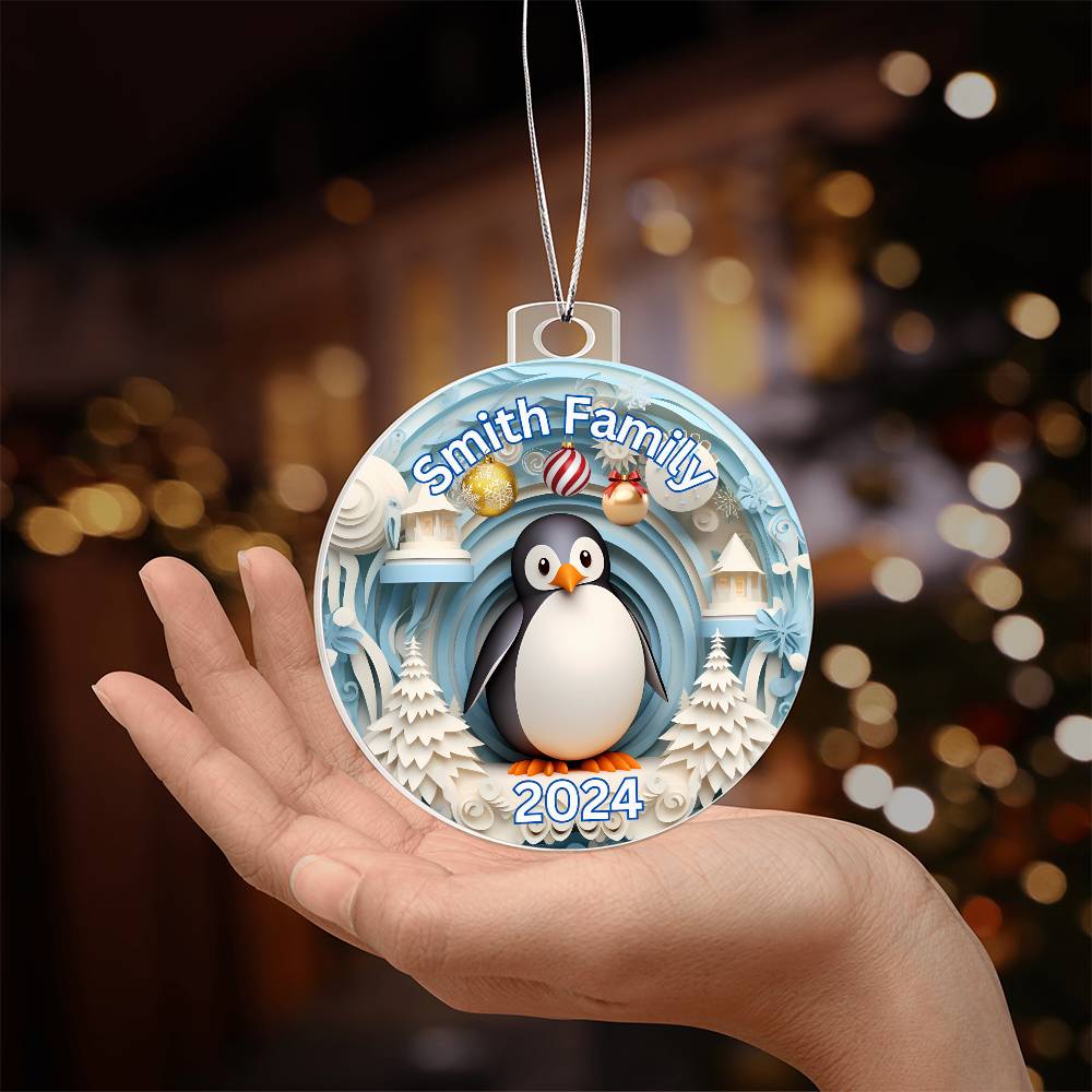 3D Papercut Penguin-A unique keepsake with our Personalized Acrylic Ornament,Christmas,Holiday,Gift 17 - Essential Home Zone Essential Home Zone Ornaments 3D Papercut Penguin-A unique keepsake with our Personalized Acrylic Ornament,Christmas,Holiday,Gift 17