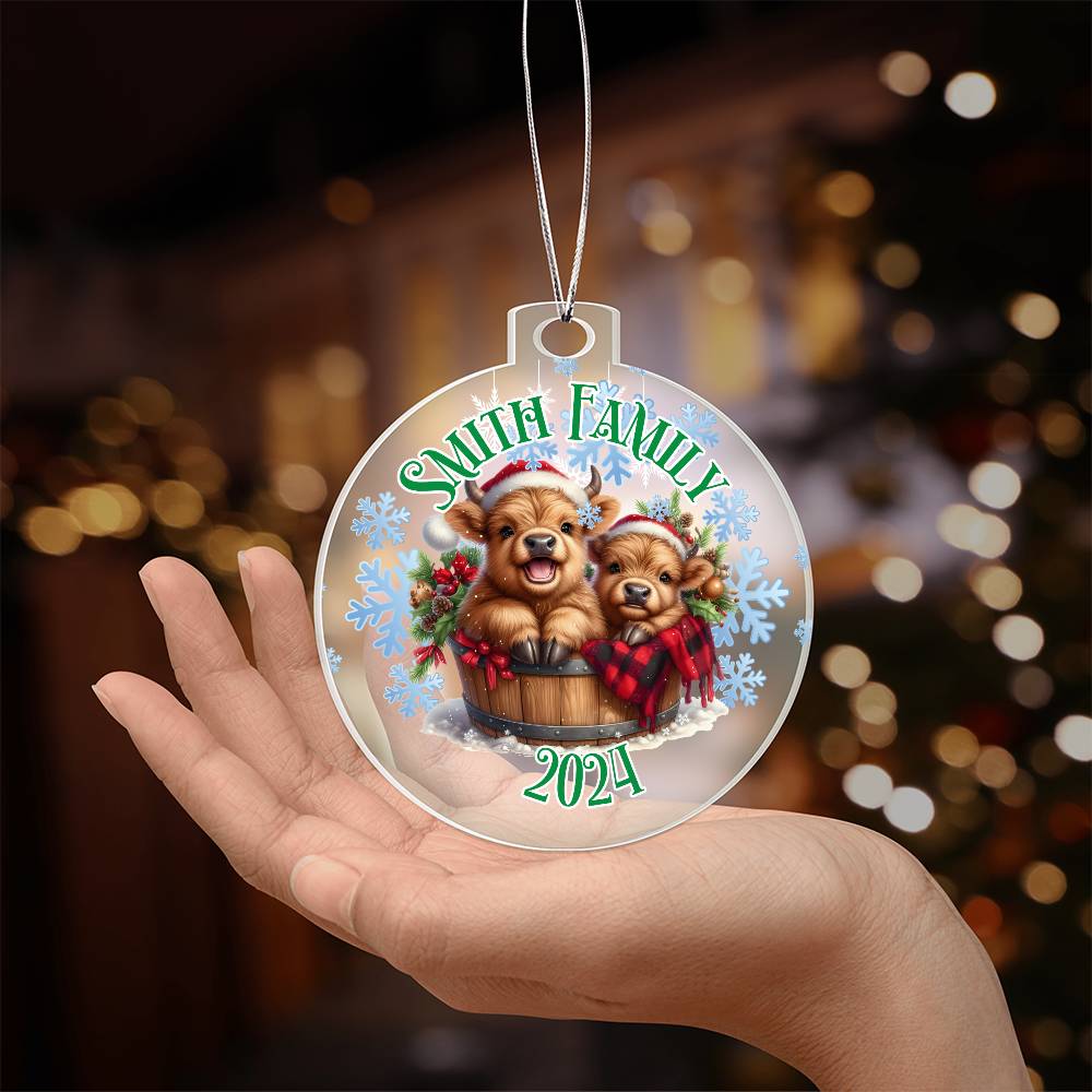 Cute Winter Baby Highland Cows-A unique keepsake with our Personalized Acrylic Ornament,Christmas,Gift 35 - Essential Home Zone Essential Home Zone Ornaments Cute Winter Baby Highland Cows-A unique keepsake with our Personalized Acrylic Ornament,Christmas,Gift 35