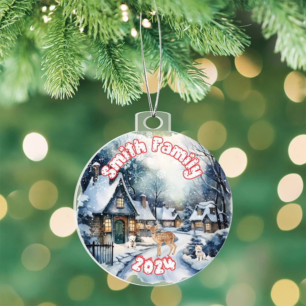 Snowy Winter Village-A unique keepsake with our Personalized Acrylic Ornament,Christmas,Holiday,Gift 14 - Essential Home Zone Essential Home Zone Acrylic Ornament Ornaments Snowy Winter Village-A unique keepsake with our Personalized Acrylic Ornament,Christmas,Holiday,Gift 14