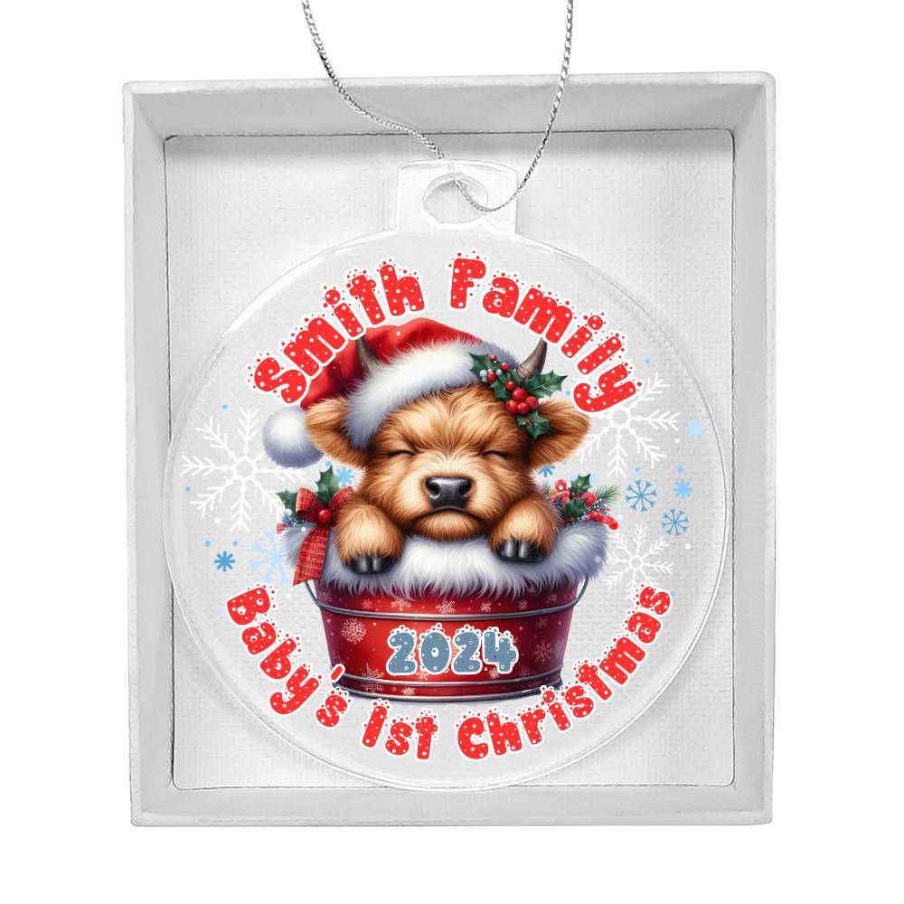 Baby's 1st Christmas Highland cow-A unique keepsake with our Personalized Acrylic Ornament,Christmas,Gift 36 - Essential Home Zone Essential Home Zone Ornaments Baby's 1st Christmas Highland cow-A unique keepsake with our Personalized Acrylic Ornament,Christmas,Gift 36