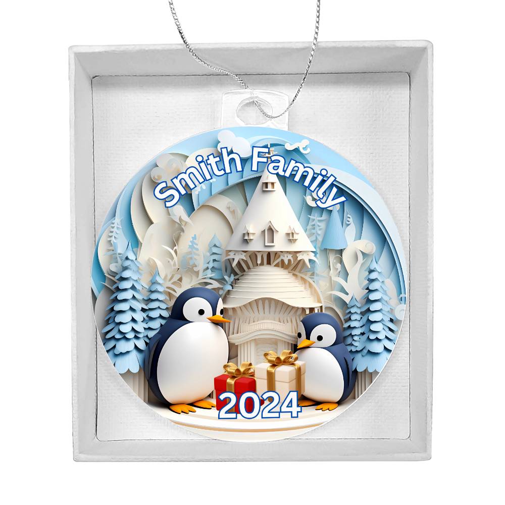 3D Papercut Penguins-A unique keepsake with our Personalized Acrylic Ornament,Christmas,Holiday,Gift 16 - Essential Home Zone Essential Home Zone Ornaments 3D Papercut Penguins-A unique keepsake with our Personalized Acrylic Ornament,Christmas,Holiday,Gift 16