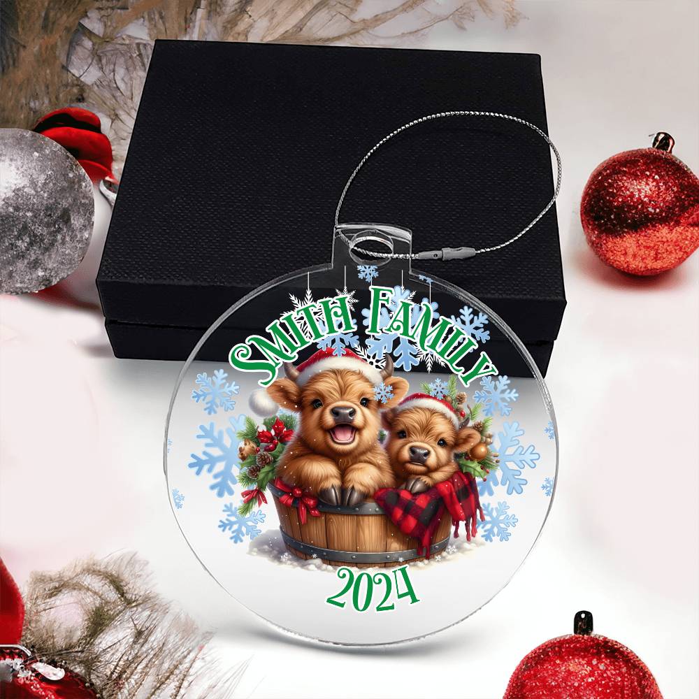 Cute Winter Baby Highland Cows-A unique keepsake with our Personalized Acrylic Ornament,Christmas,Gift 35 - Essential Home Zone Essential Home Zone Ornaments Cute Winter Baby Highland Cows-A unique keepsake with our Personalized Acrylic Ornament,Christmas,Gift 35