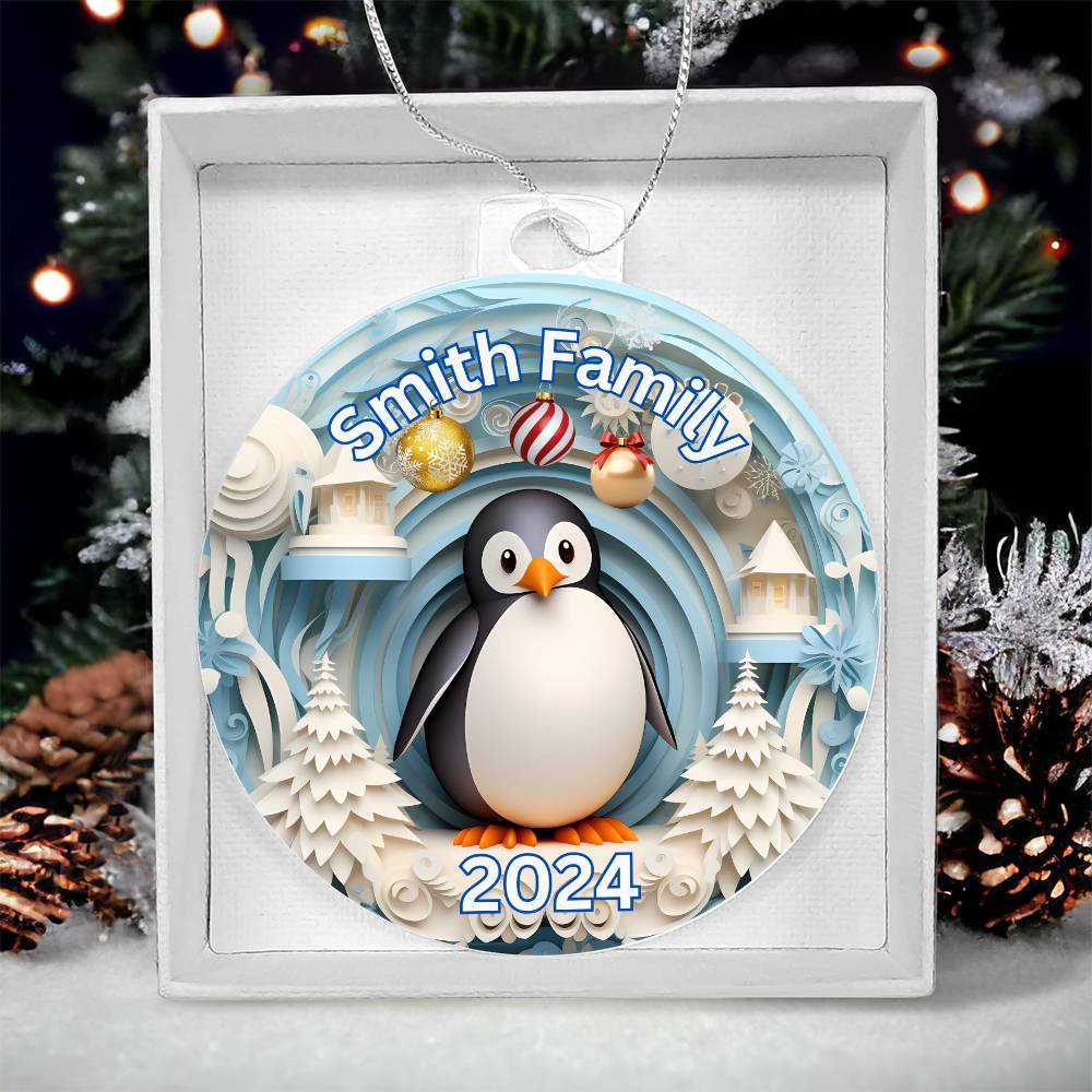 3D Papercut Penguin-A unique keepsake with our Personalized Acrylic Ornament,Christmas,Holiday,Gift 17 - Essential Home Zone Essential Home Zone Acrylic Ornament with Gift Box Ornaments 3D Papercut Penguin-A unique keepsake with our Personalized Acrylic Ornament,Christmas,Holiday,Gift 17