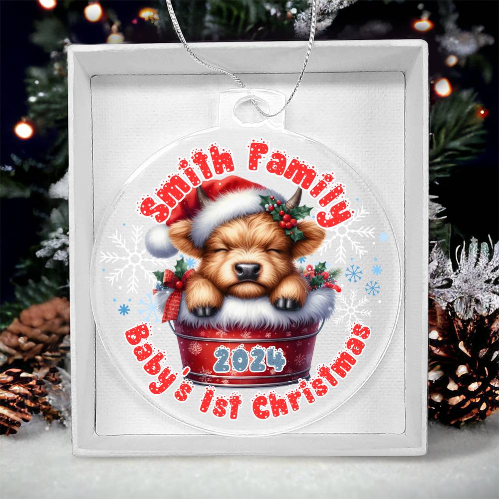 Baby's 1st Christmas Highland cow-A unique keepsake with our Personalized Acrylic Ornament,Christmas,Gift 36 - Essential Home Zone Essential Home Zone Ornaments Baby's 1st Christmas Highland cow-A unique keepsake with our Personalized Acrylic Ornament,Christmas,Gift 36