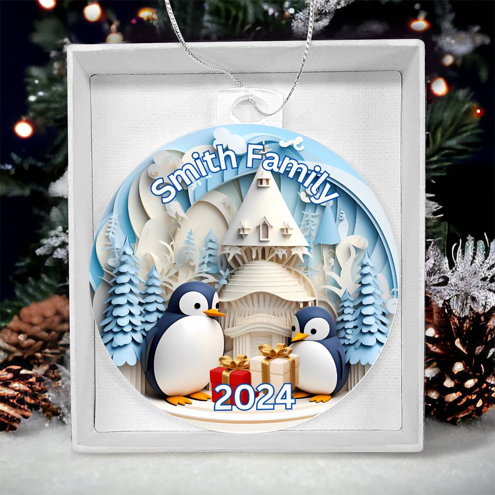 3D Papercut Penguins-A unique keepsake with our Personalized Acrylic Ornament,Christmas,Holiday,Gift 16 - Essential Home Zone Essential Home Zone Acrylic Ornament with Gift Box Ornaments 3D Papercut Penguins-A unique keepsake with our Personalized Acrylic Ornament,Christmas,Holiday,Gift 16