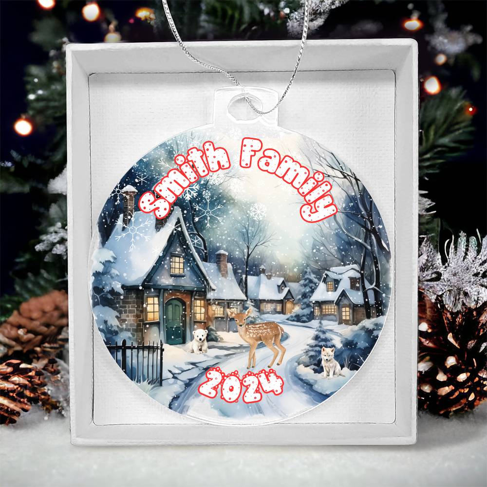 Snowy Winter Village-A unique keepsake with our Personalized Acrylic Ornament,Christmas,Holiday,Gift 14 - Essential Home Zone Essential Home Zone Acrylic Ornament with Gift Box Ornaments Snowy Winter Village-A unique keepsake with our Personalized Acrylic Ornament,Christmas,Holiday,Gift 14