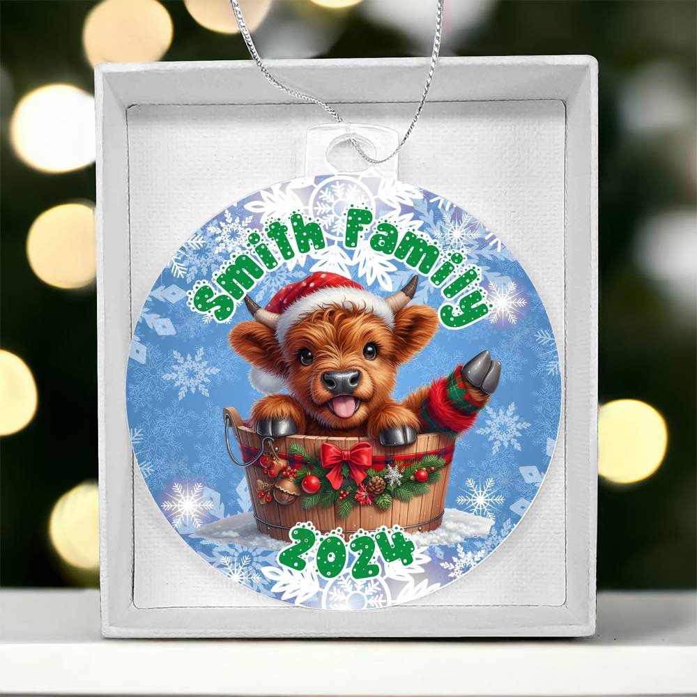 Cute Winter Baby Highland Cow In A Bucket-A unique keepsake with our Personalized Acrylic Ornament,Christmas,Gift 37 - Essential Home Zone Essential Home Zone Ornaments Cute Winter Baby Highland Cow In A Bucket-A unique keepsake with our Personalized Acrylic Ornament,Christmas,Gift 37