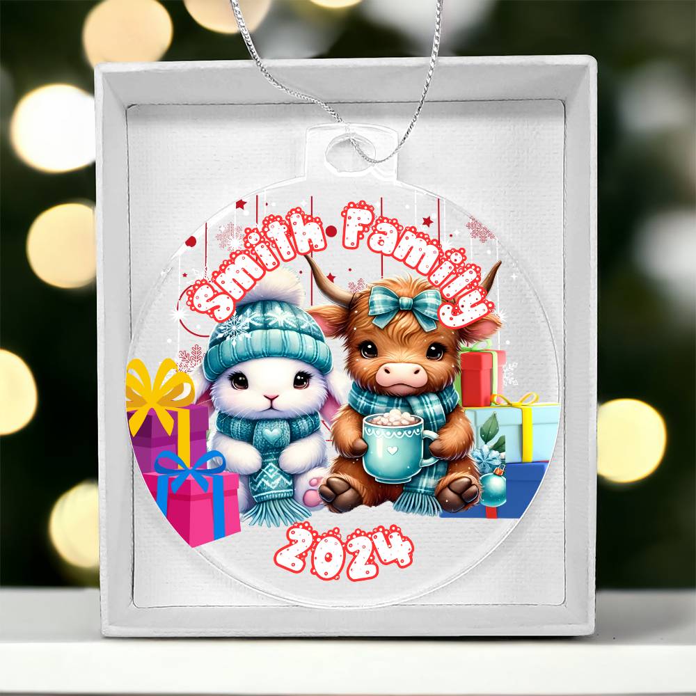 Cute Highland Cow and Bunny-A unique keepsake with our Personalized Acrylic Ornament,Christmas,Gift 32 - Essential Home Zone Essential Home Zone Ornaments Cute Highland Cow and Bunny-A unique keepsake with our Personalized Acrylic Ornament,Christmas,Gift 32