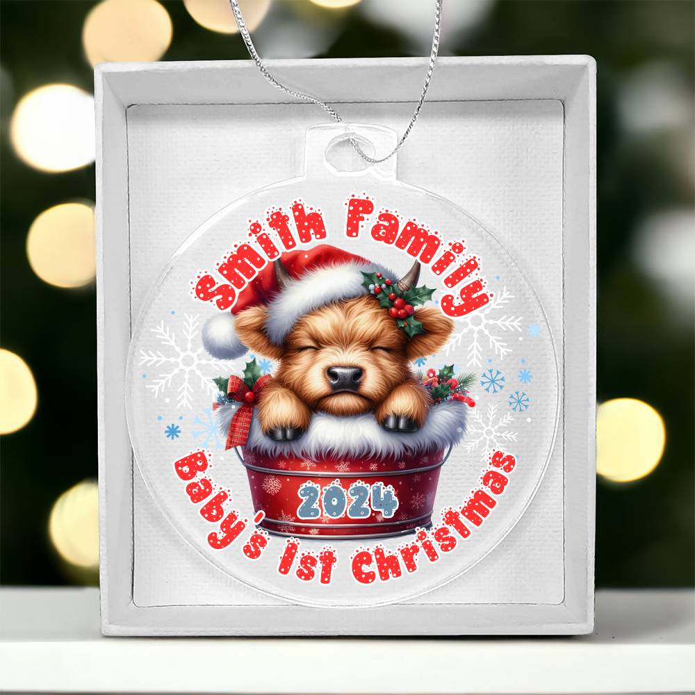 Baby's 1st Christmas Highland cow-A unique keepsake with our Personalized Acrylic Ornament,Christmas,Gift 36 - Essential Home Zone Essential Home Zone Ornaments Baby's 1st Christmas Highland cow-A unique keepsake with our Personalized Acrylic Ornament,Christmas,Gift 36