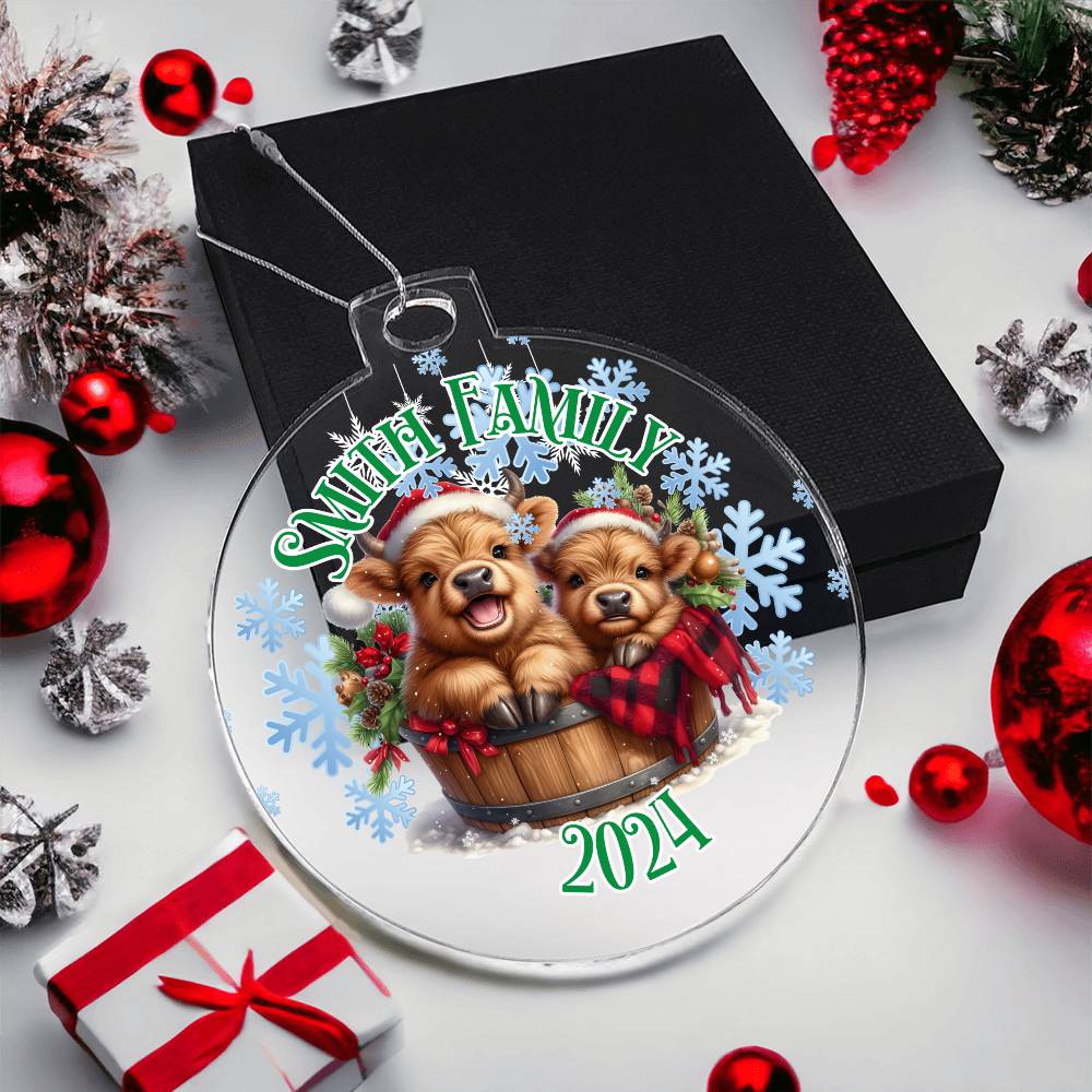 Cute Winter Baby Highland Cows-A unique keepsake with our Personalized Acrylic Ornament,Christmas,Gift 35 - Essential Home Zone Essential Home Zone Ornaments Cute Winter Baby Highland Cows-A unique keepsake with our Personalized Acrylic Ornament,Christmas,Gift 35