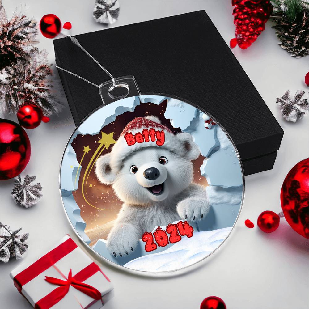 3D Bear-A unique keepsake with our Personalized Acrylic Ornament,Christmas,Holiday,Gift 4 - Essential Home Zone Essential Home Zone Ornaments 3D Bear-A unique keepsake with our Personalized Acrylic Ornament,Christmas,Holiday,Gift 4