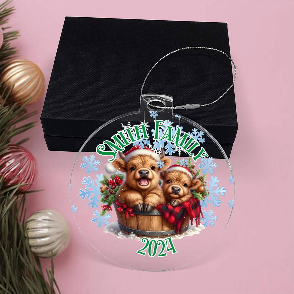 Cute Winter Baby Highland Cows-A unique keepsake with our Personalized Acrylic Ornament,Christmas,Gift 35 - Essential Home Zone Essential Home Zone Ornaments Cute Winter Baby Highland Cows-A unique keepsake with our Personalized Acrylic Ornament,Christmas,Gift 35