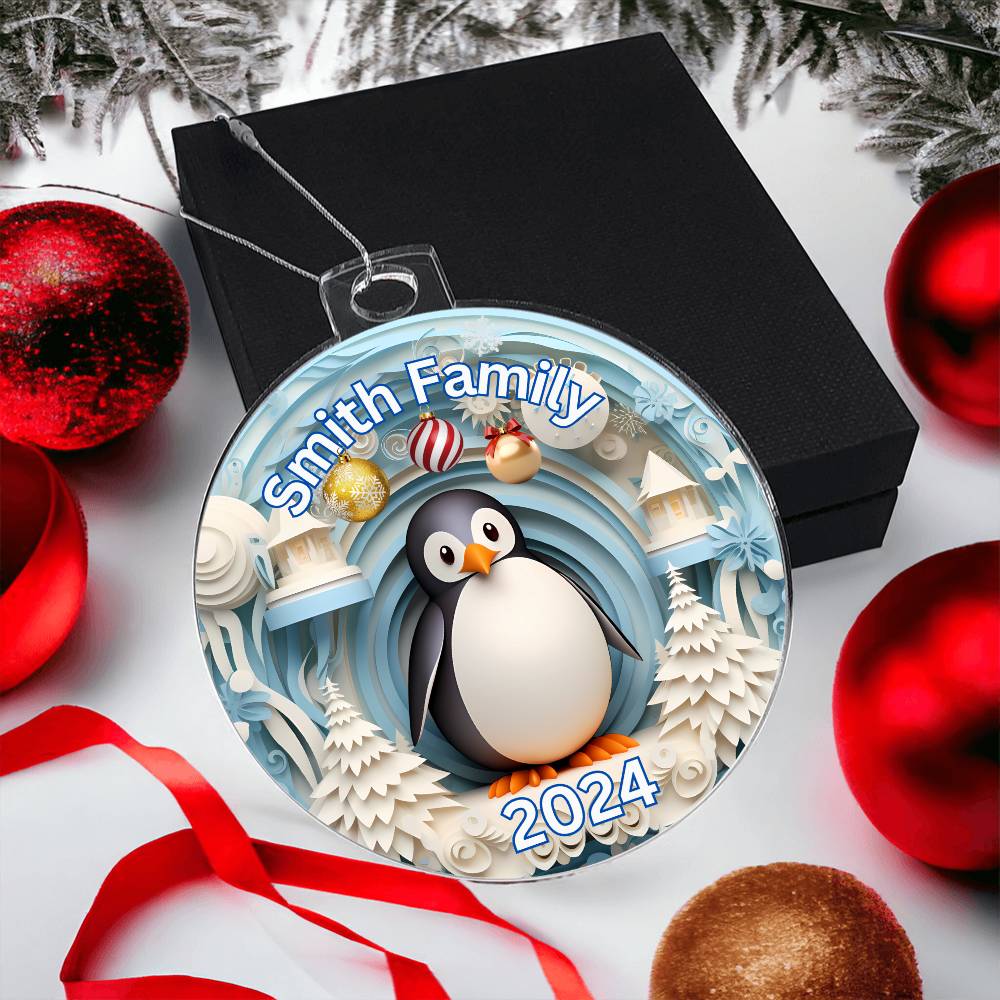 3D Papercut Penguin-A unique keepsake with our Personalized Acrylic Ornament,Christmas,Holiday,Gift 17 - Essential Home Zone Essential Home Zone Ornaments 3D Papercut Penguin-A unique keepsake with our Personalized Acrylic Ornament,Christmas,Holiday,Gift 17