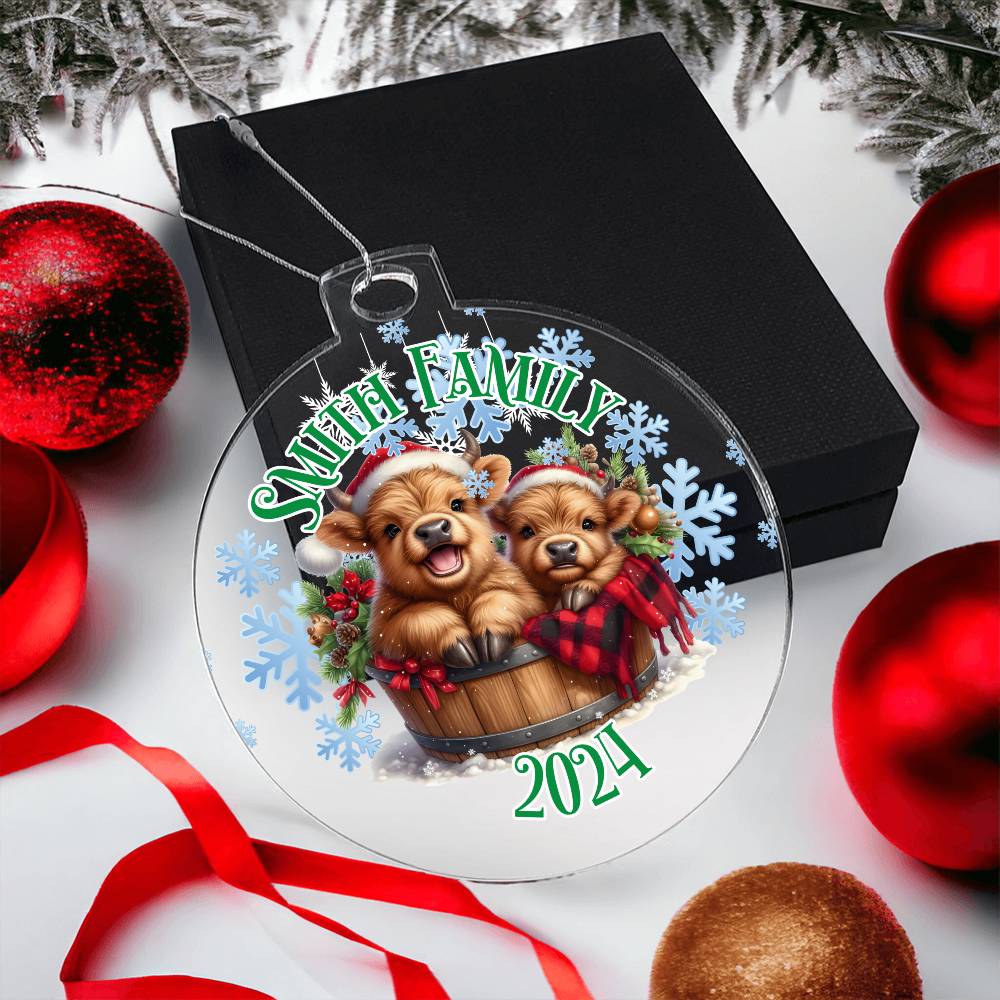 Cute Winter Baby Highland Cows-A unique keepsake with our Personalized Acrylic Ornament,Christmas,Gift 35 - Essential Home Zone Essential Home Zone Ornaments Cute Winter Baby Highland Cows-A unique keepsake with our Personalized Acrylic Ornament,Christmas,Gift 35