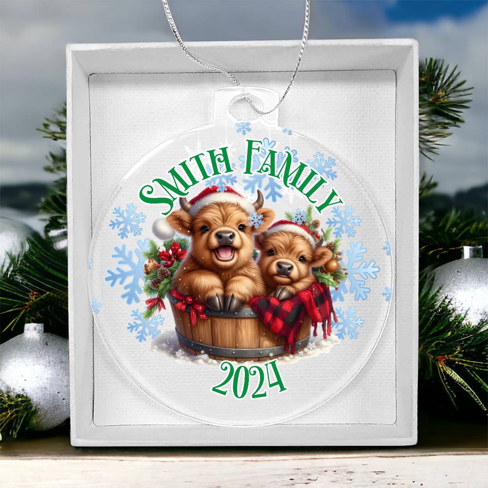 Cute Winter Baby Highland Cows-A unique keepsake with our Personalized Acrylic Ornament,Christmas,Gift 35 - Essential Home Zone Essential Home Zone Acrylic Ornament with Gift Box Ornaments Cute Winter Baby Highland Cows-A unique keepsake with our Personalized Acrylic Ornament,Christmas,Gift 35